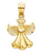 14k Gold Charm, Polished Angel Charm