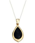 Signature Gold Onyx Teardrop Pendant Necklace In 14k Gold (8 Ct. T.w.)