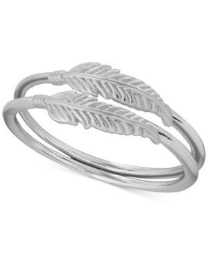 Lucky Brand Silver-plated Feather Double Ring