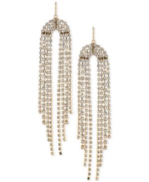 Trina Turk Gold-tone Crystal Fringe Chandelier Earrings