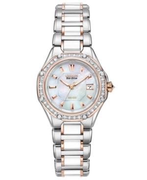 Citizen Watch, Women's Eco-drive Signature Diamond (3/8 Ct. T.w.) Ceramic Two Tone Stainless Steel Bracelet 29mm Ew2196-52d