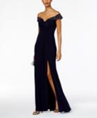 Xscape Rhinestone Off-the-shoulder Gown
