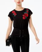 Inc International Concepts Embroidered Corset Top, Created For Macy's