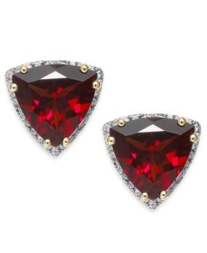 Garnet (2-3/4 Ct. T.w.) And Diamond (1/6 Ct. T.w.) Earrings In 14k Gold