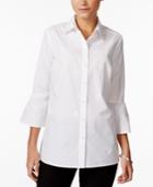 Charter Club Cotton Embroidered Bell-sleeve Shirt, Only At Macy's