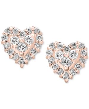 Pave Rose By Effy Diamond Heart Stud Earrings (1/2 Ct. T.w.) In 14k Rose Gold