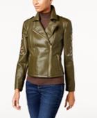 Inc International Concepts Embroidered Faux-leather Moto Jacket, Created For Macy's