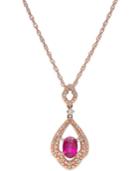 Ruby (1/2 Ct. T.w.) And Diamond Accent Fancy Pendant Necklace In 10k Rose Gold