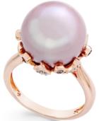 Pink Windsor Pearl (13mm) And Diamond (1/5 Ct. T.w.) Ring In 14k Rose Gold