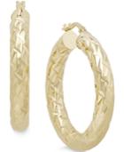 Diamond-cut Hoop Earrings In Italian 14k Gold