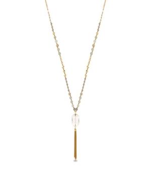 Catherine Malandrino Women's Simulated Quartz Bead Yellow Gold-tone Tassel Chain Necklace