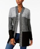 Karen Scott Colorblocked Open-front Cardigan, Created For Macy's