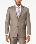 Tommy Hilfiger Men's Modern-fit Stretch Tan Sharkskin Suit Jacket