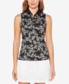 Pga Tour Floral-print Sleeveless Golf Polo