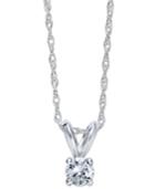 Round-cut Diamond Pendant Necklace In 10k White Gold (1/6 Ct. T.w.)