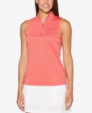 Pga Tour Striped Quarter-zip Top