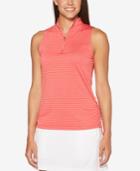 Pga Tour Striped Quarter-zip Top