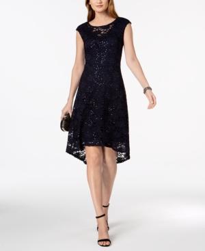 Connected Sequined Lace High-low Dress