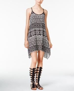 B Darlin Juniors' Printed Handkerchief-hem Shift Dress