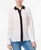 Maison Jules Colorblocked Scallop-detail Shirt, Created For Macy's
