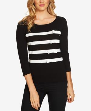 Cece Cotton Striped Bow-trim Sweater