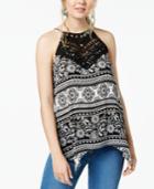 Bcx Juniors' Printed Crochet Tank Top