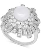Arabella Cultured Freshwater Pearl (8mm) & Swarovski Zirconia Ring In Sterling Silver, Only At Macy's