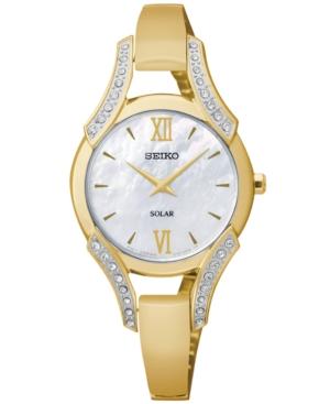 Seiko Women's Solar Gold-tone Stainless Steel Bangle Bracelet Watch 30mm Sup216