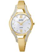 Seiko Women's Solar Gold-tone Stainless Steel Bangle Bracelet Watch 30mm Sup216