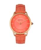 Bertha Quartz Abby Collection Rose Gold And Coral Leather Watch 33mm