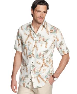 Campia Moda Shirt, Short Sleeve Cotton Vintage Hawaiian Reverse Print Shirt