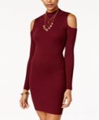 Say What? Juniors' Rib-knit Cold-shoulder Bodycon Dress