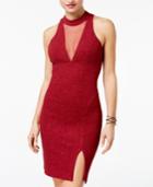 Sequin Hearts Juniors' Glitter Mock-neck Bodycon Dress