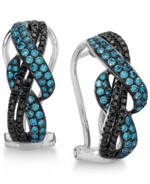 Le Vian Exotics Gladiator Weave Blue And Black Diamond Earrings (3/4 Ct. T.w.) In 14k White Gold