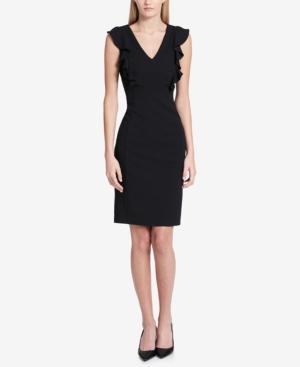 Calvin Klein Draped Ruffled Dress