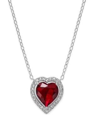 Danori Silver-tone Red Crystal Heart Necklace