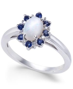 Multi-gemstone (3/4 Ct. T.w.) & Diamond Accent Ring In 14k White Gold