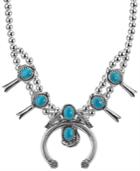 American West Turquoise Naja And Squash Blossom Necklace In Sterling Silver