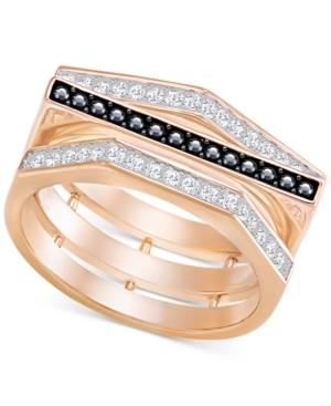 Swarovski Rose Gold-tone Clear & Black Pave Ring