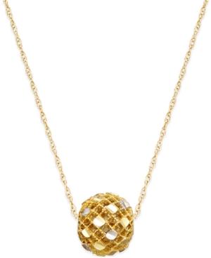 Textured Filigree Spinner Bead Pendant Necklace In 10k Gold And White Gold