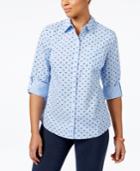 Karen Scott Cotton Polka-dot Shirt, Only At Macy's