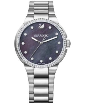 Swarovski Women's Swiss City Crystal Accent Stainless Steel Bracelet Watch 38mm