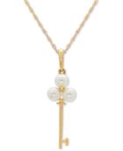 White Cultured Freshwater Pearl (4mm) Cluster Key 18 Pendant Necklace In 14k Gold