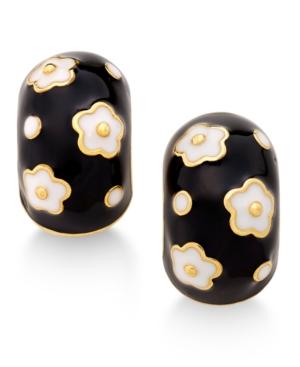 Erwin Pearl Atelier For Charter Club Gold-tone Painted Floral Huggie Earrings, Only At Macy's