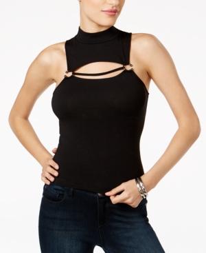 Guess Valeria Mock-neck Hardware Cutout Top