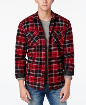 American Rag Men's Lined Plaid Shirt Jacket With Sherpa Lining, Only At Macy's