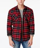 American Rag Men's Lined Plaid Shirt Jacket With Sherpa Lining, Only At Macy's