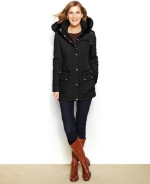 Calvin Klein Faux-fur-trim Quilted Coat
