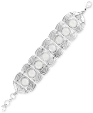 Lucky Brand Silver-tone Stone Link Statement Bracelet