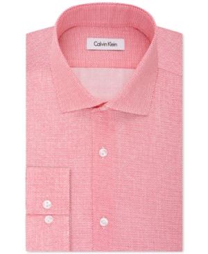 Calvin Klein Men's Infinite Stretch Fitted Cerise Print Dress Shirt